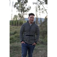 Ζακέτα ριγέ με κουκούλα και τσέπες